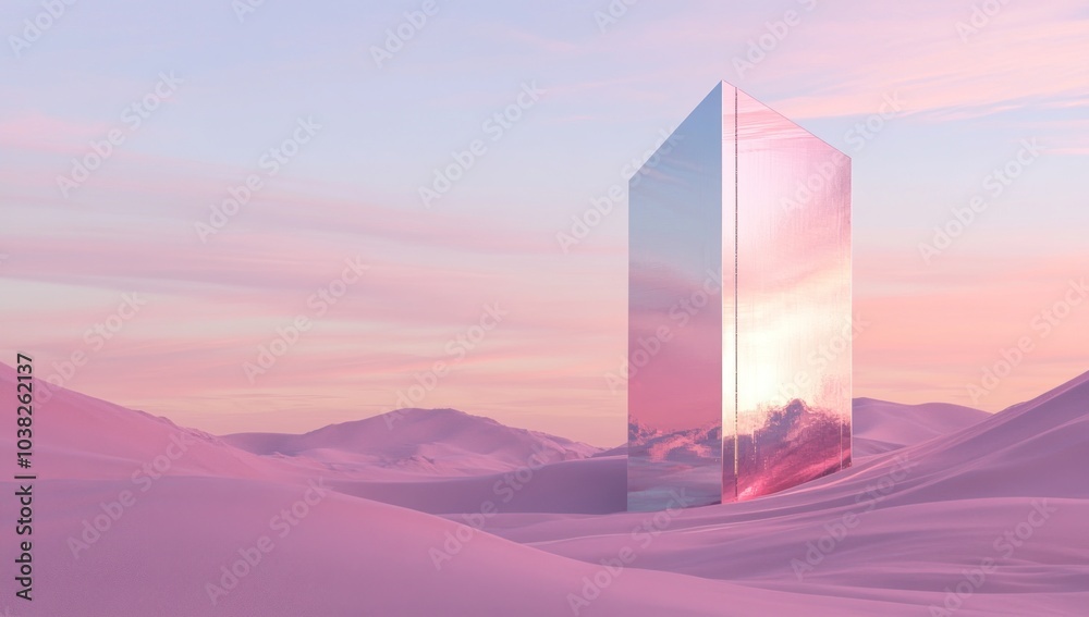 Fototapeta premium Mirror Structure in a Pink Desert