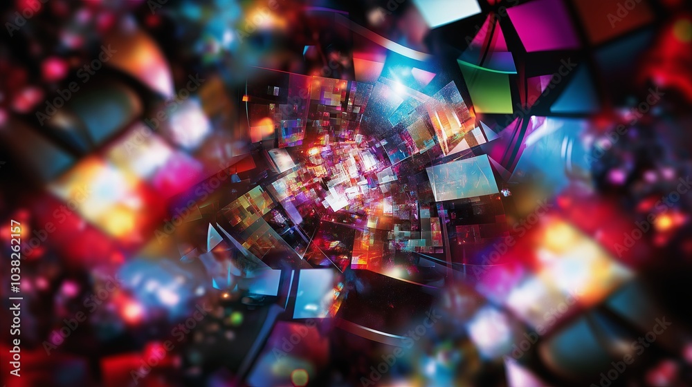 A kaleidoscope of fragmented images creating a mesmerizing effect A kaleidoscope of fragmented images creating a mesmerizing effect