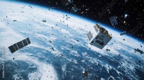 Space Debris Floating in Earth's Orbit