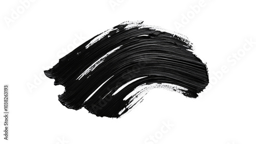 An abstract black brush stroke design on isolated on transparency PNG background.