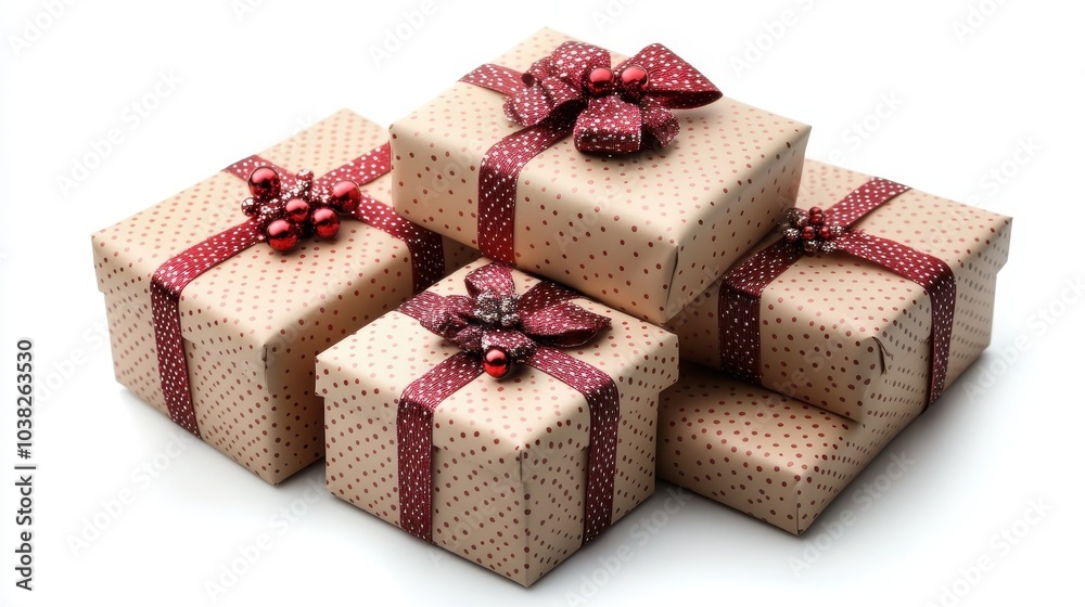 Christmas Gift boxes isolated.