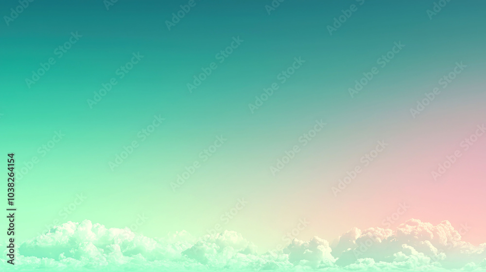 A vibrant green and pink gradient sky with fluffy white clouds at the bottom. A vibrant green and pink gradient sky with fluffy white clouds at the bottom.