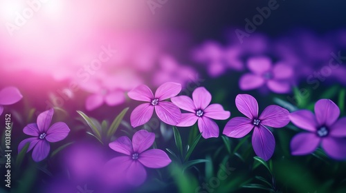 Purple flowers blooming in a vibrant garden setting. photo