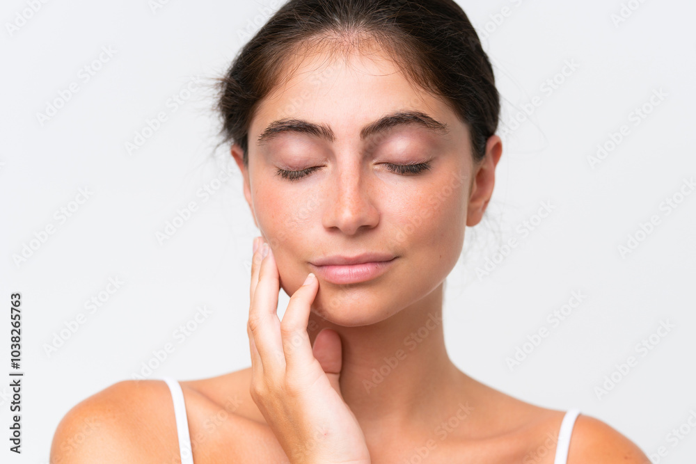Young Pretty caucasian woman isolated on white background . Portrait Young Pretty caucasian woman isolated on white background . Portrait