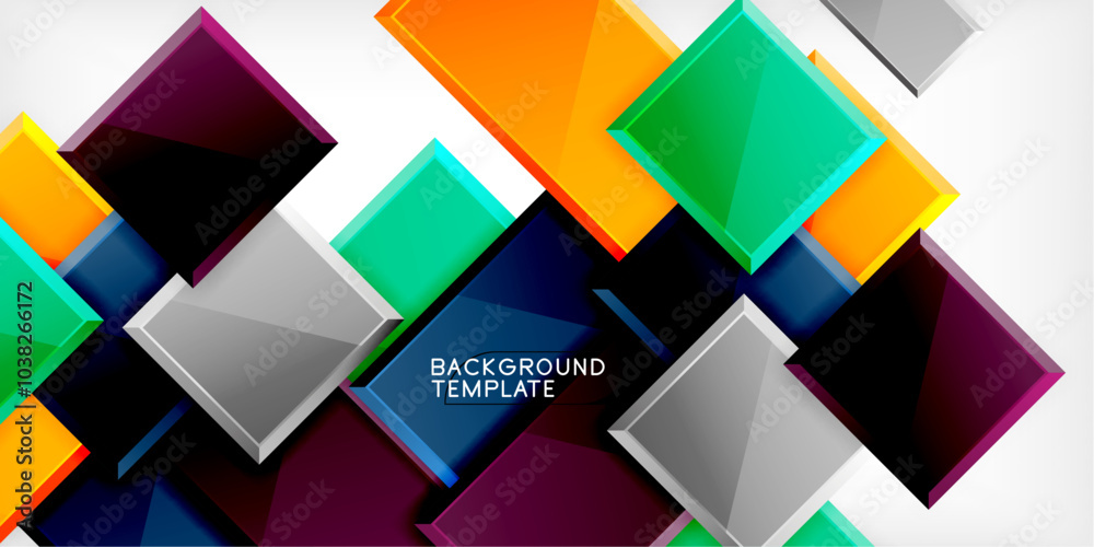 Glass toy style square shapes abstract design. Vector Illustration For Wallpaper, Banner, Background, Card, Book Illustration, landing page Glass toy style square shapes abstract design. Vector Illustration For Wallpaper, Banner, Background, Card, Book Illustration, landing page