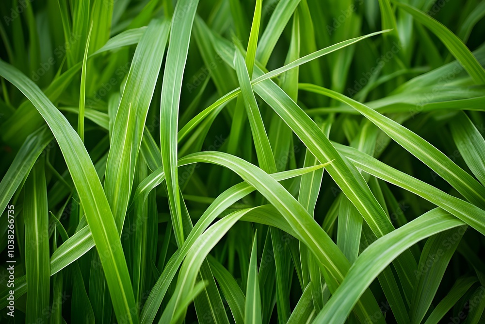 A close-up view of vibrant green grass blades interwoven in a natural setting. A close-up view of vibrant green grass blades interwoven in a natural setting.