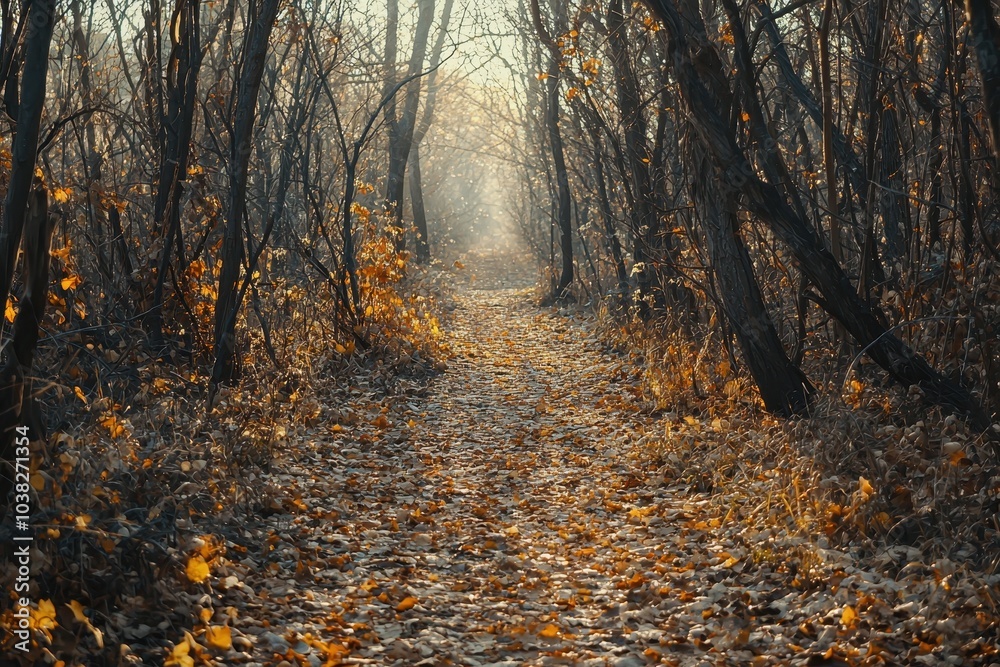 Autumn Path Through a Peaceful Forest Autumn Path Through a Peaceful Forest