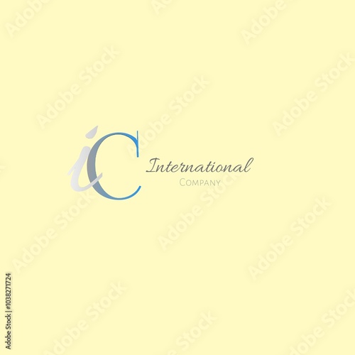 Elegant international company logo design on soft pastel background.