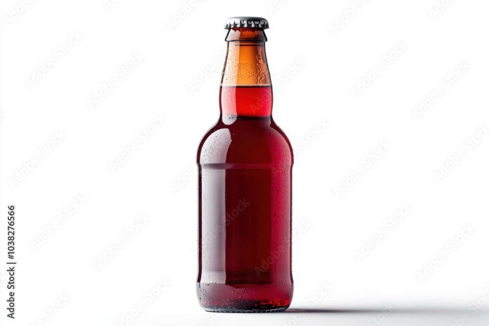 gourmet beer packaging, brew cherry-infused beer in a stylish bottle on a white background, showcasing the vibrant color of the beverage gourmet beer packaging, brew cherry-infused beer in a stylish bottle on a white background, showcasing the vibrant color of the beverage