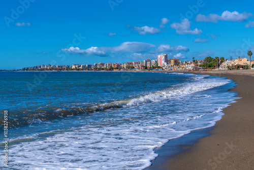 Waves Torre del Mar beach Spain Malaga Province Andalusia