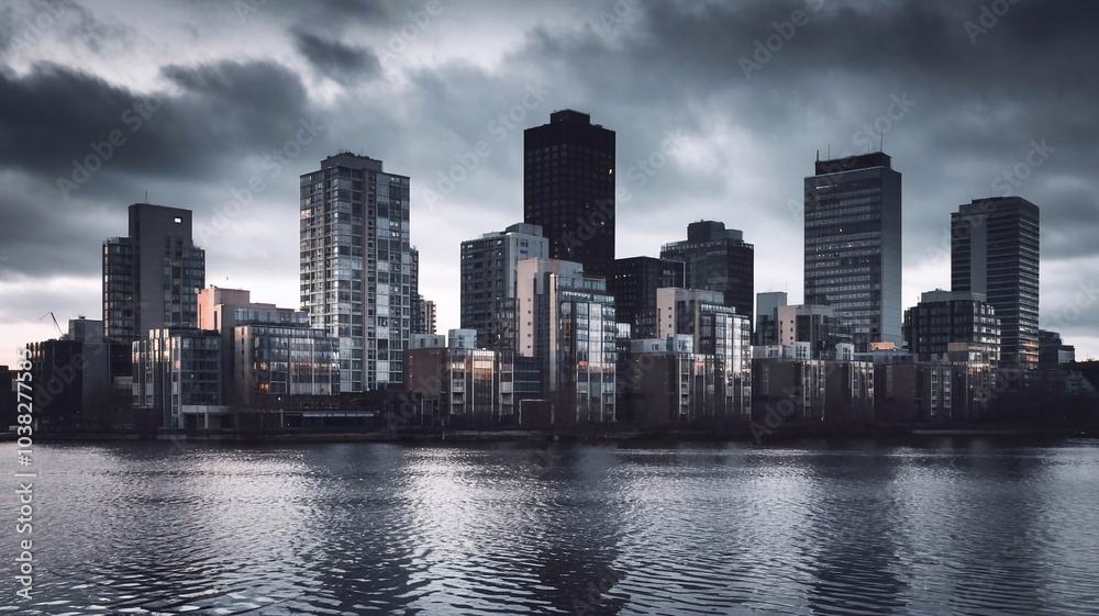 Fototapeta premium Silhouette of the city scene