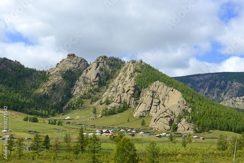 Obraz na płótnie Mountain landscape view in Gorkhi Terelj National Park, Mongolia w salonie