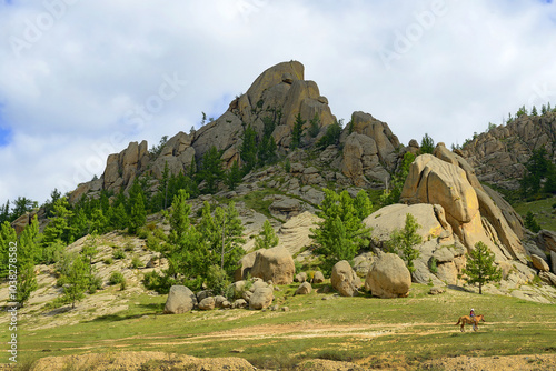 Obraz na płótnie Mountain landscape view in Gorkhi Terelj National Park, Mongolia w salonie