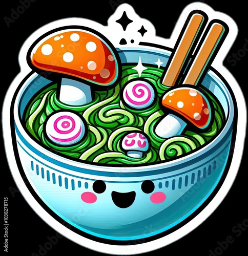 Food vector illustration of mushrooms in a bowl