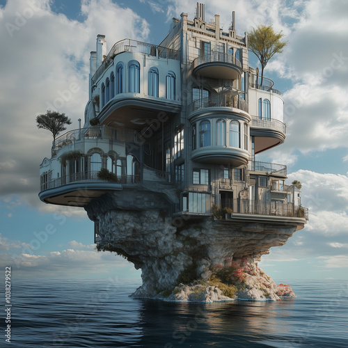 amazing building 3D surrealism background photo