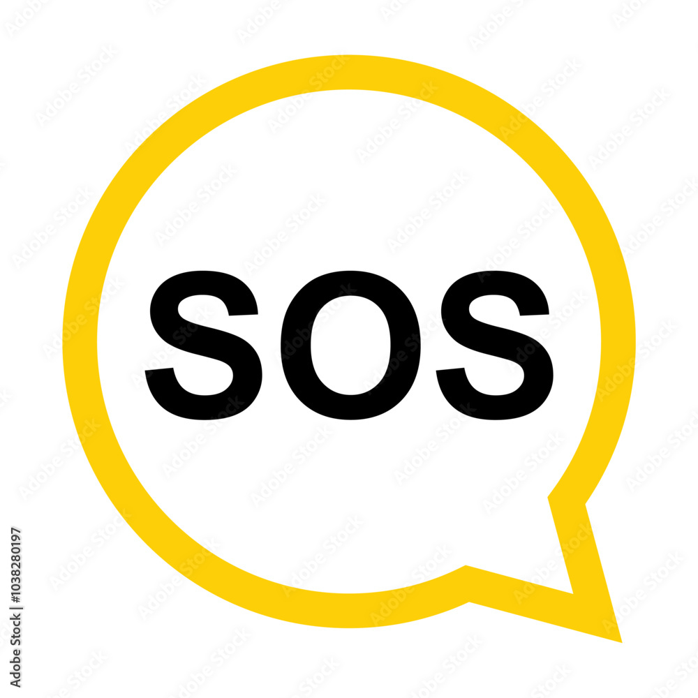SOS help icon, safety support alert flat design, save vector illustration SOS help icon, safety support alert flat design, save vector illustration