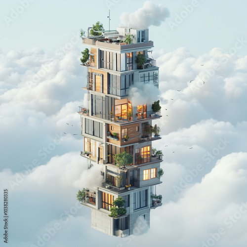 amazing building 3D surrealism background photo