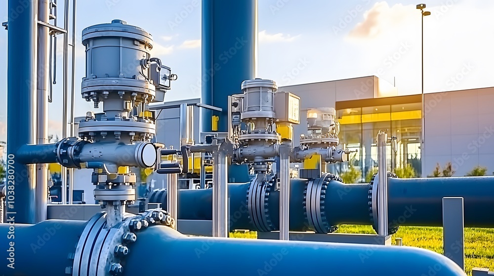 Pipeline Pump: A massive pump station with pipes branching out in all directions. The machinery is both powerful and intricate. Pipeline Pump: A massive pump station with pipes branching out in all directions. The machinery is both powerful and intricate.