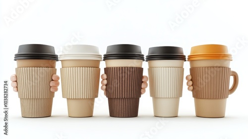 Wallpaper Mural Many arms raised up holding coffee cup on studio background,different serving a cup of hot coffee,hot Coffee take away at cafe shop,hand holding cup of coffee,copy space. Torontodigital.ca