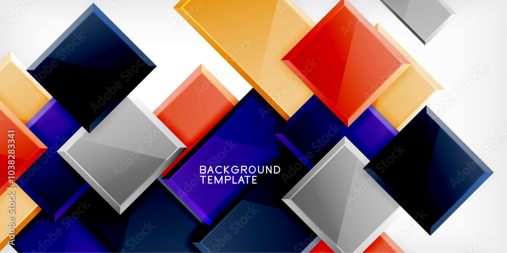 Glass toy style square shapes abstract design. Vector Illustration For Wallpaper, Banner, Background, Card, Book Illustration, landing page Glass toy style square shapes abstract design. Vector Illustration For Wallpaper, Banner, Background, Card, Book Illustration, landing page