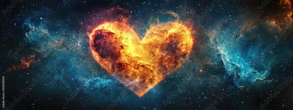 Obraz premium astro space heart nebula love concept background 