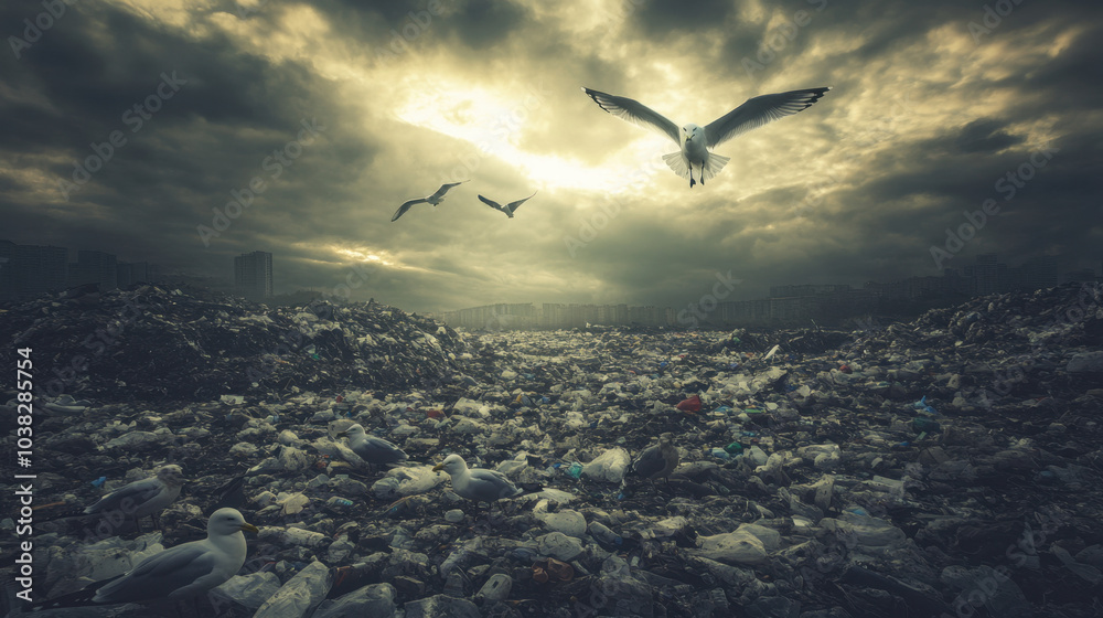 Obraz premium Scattered Trash as an Environmental Problem