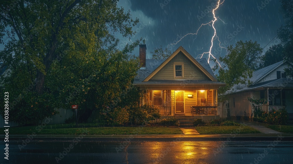 Fototapeta premium lightning strikes the house. selective focus