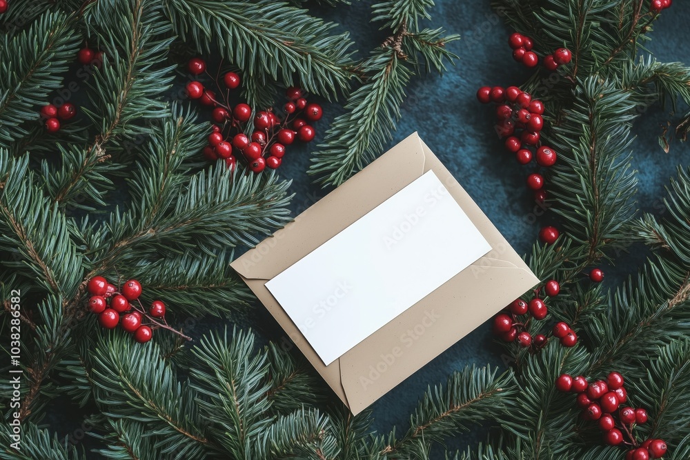 an envelope with wishes to Santa Claus on Christmas tree branches