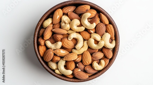 Assorted Nuts in a Wooden Bowl