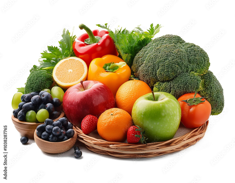 Healthy food isolated on white background, cutout Healthy food isolated on white background, cutout