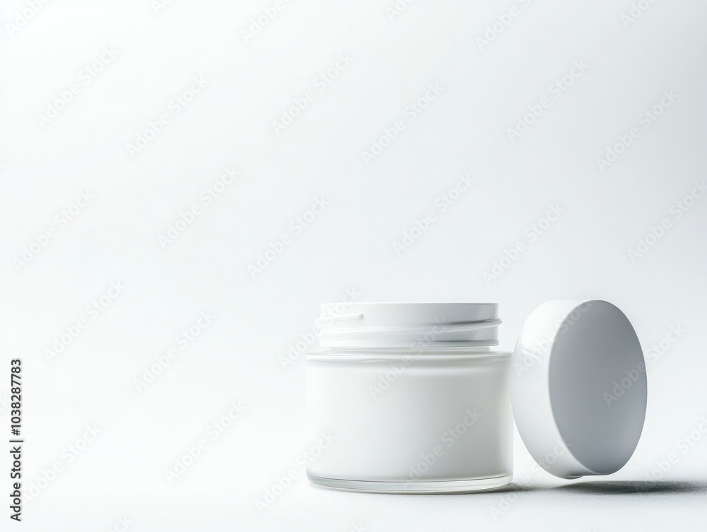 Description
A simple, elegant white cream jar on a light background, perfect for skincare products.