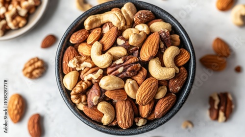 Assorted Nuts and Dried Fruit in a Bowl