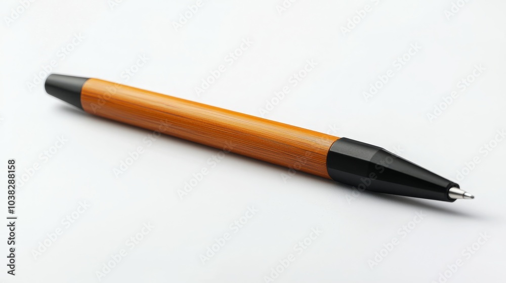 A sleek orange and black pen lies on a white surface, showcasing its elegant design and functional features. A sleek orange and black pen lies on a white surface, showcasing its elegant design and functional features.