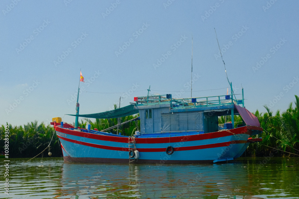 vietnam, cam thanh fishing boat on the river vietnam, cam thanh fishing boat on the river