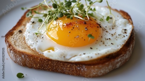 Fresh Egg on Toast with Microgreens Garnish