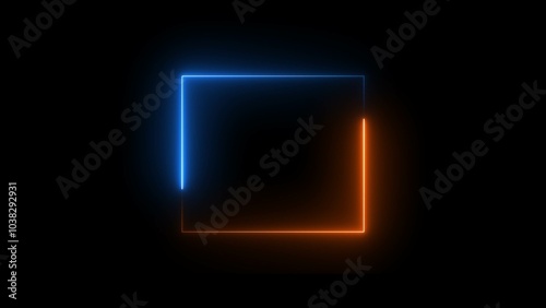 Neon rectangle colored frame. Neon lights horizontal sign. Action button decoration with various corner radius. .