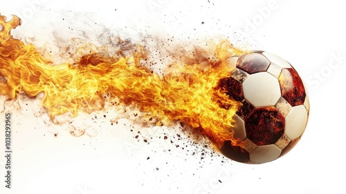 Wallpaper Mural soccer ball flying with burning fire flame   Torontodigital.ca