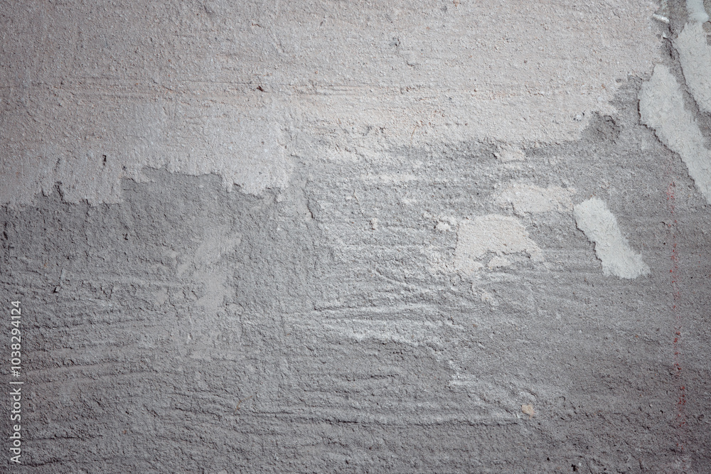 Obraz premium Plastered beige surface with cement material. Textured pattern with space for text. Texture of old gray concrete wall for background. Calm neutral spa background. 