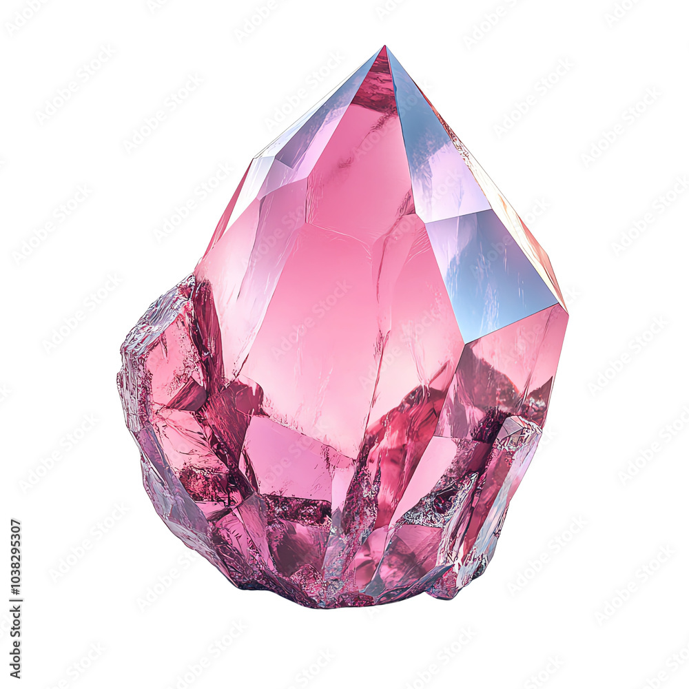 A stunning pink crystal with sharp facets, showcasing its natural beauty and vibrancy, ideal for decoration and healing purposes.,Transparent background A stunning pink crystal with sharp facets, showcasing its natural beauty and vibrancy, ideal for decoration and healing purposes.,Transparent background