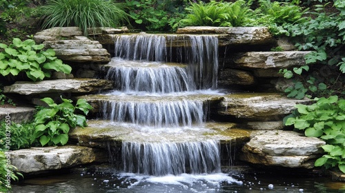 Serene Waterfall Cascading Over Natural Stones
