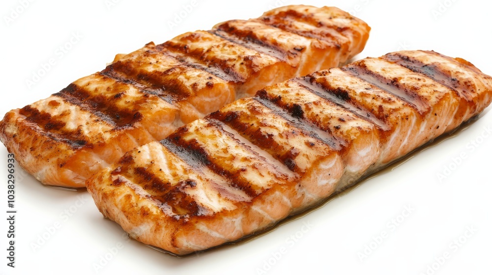 Grilled Salmon Filets with Charred Edges and Caramelized Marinade Grilled Salmon Filets with Charred Edges and Caramelized Marinade