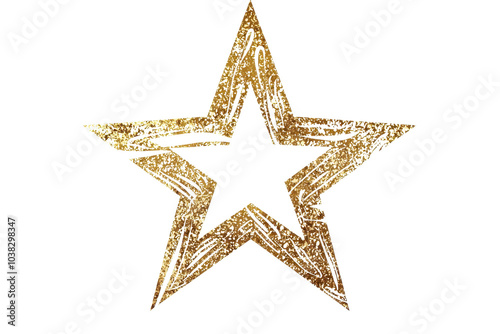 Creative gold star with textured design, perfect for holiday decorations, awards, and festive themes.