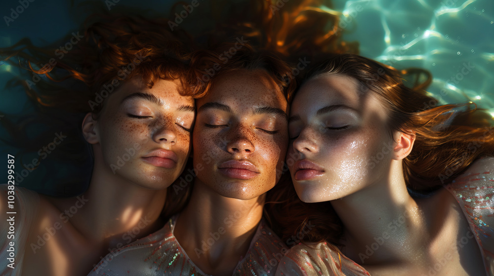 Smooth skin with drops of moisture and freckles conveys the freshness and natural beauty of the face pressed against each other. Smooth skin with drops of moisture and freckles conveys the freshness and natural beauty of the face pressed against each other.
