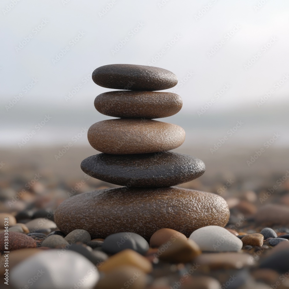 Zen stones on pebbles, blurred Zen stones on pebbles, blurred