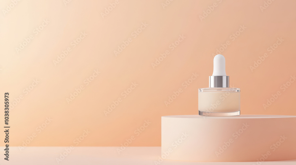 skincare product is elegantly displayed on minimalistic background, showcasing its gentle glow. soft colors create calming atmosphere, perfect for beauty enthusiasts