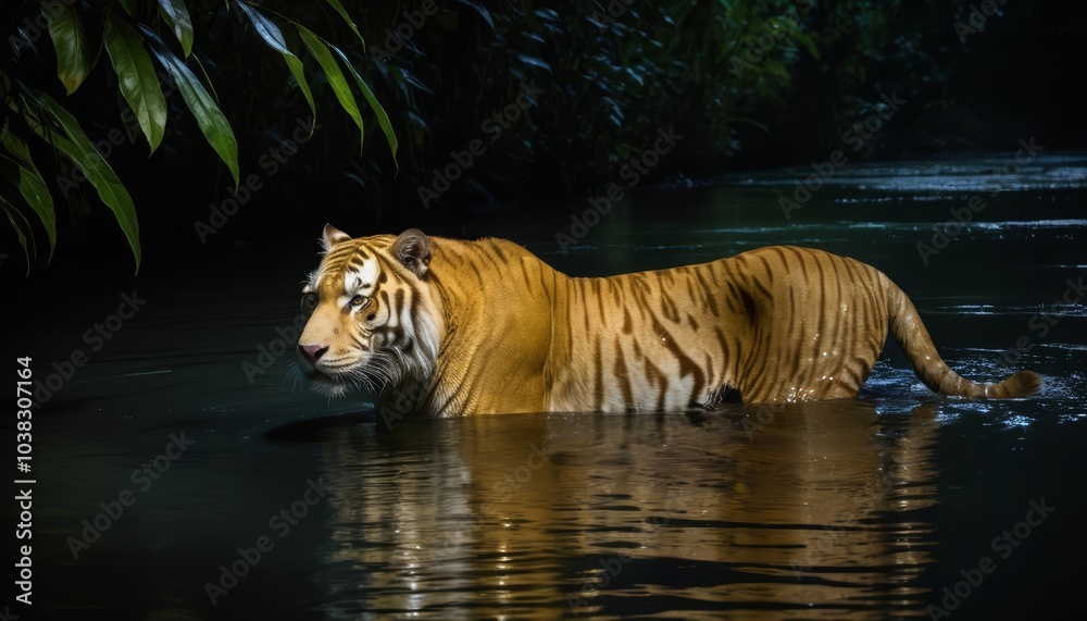 The majestic Royal Bengal Tiger, often referred to as the Indian Tiger, Panthera tigris, the Striped Tiger, the Great Cat of India, the Sundarbans Tiger, is a powerful symbol of wildlife conservation.