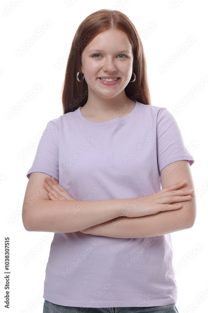 Portrait of teenage girl on white background Portrait of teenage girl on white background
