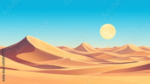 Desert Landscape Under a Bright Sun