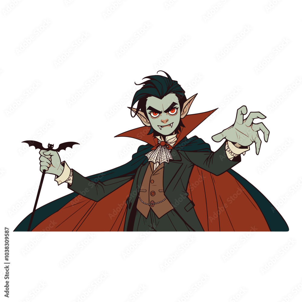 Obraz premium Happy Halloween Day cute vampire dracula spooky ghost, festival illustration elements for decoration, prints. Cartoon scary evil character