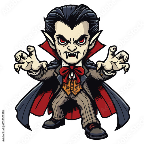 Happy Halloween Day cute vampire dracula spooky ghost, festival illustration elements for decoration, prints. Cartoon scary evil character